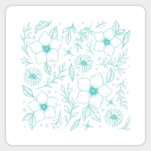 Floral Pattern- Cyan Sticker